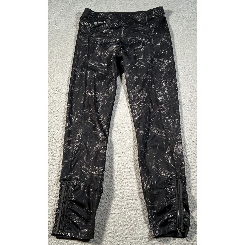 Lululemon Runday Crop Leggings Women 4 Luxtreme Arsenal Ambient Grey Black